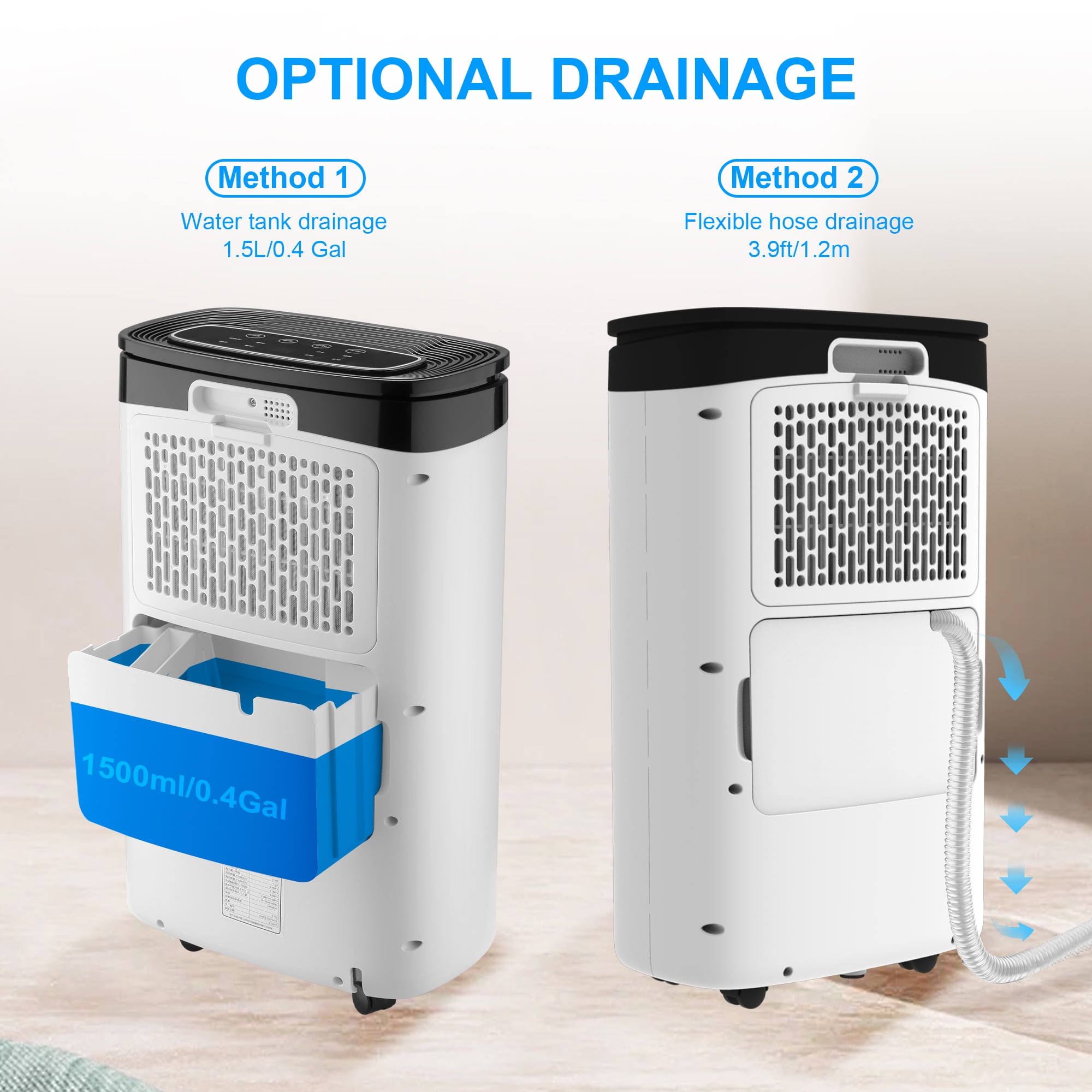 AIRPLUS 30 Pints Dehumidifier with Drain Hose, Covers Up to 2500 Sq. Ft Dehumidifier for Basement Home, DOE 7.54 Pints, White
