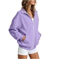 thumbnail image 3 of Plebaso Women's Zip up Sweatshirt Jacket Collared Hoodless Long Sleeve Fall Winter Outerwear with Pockets, 3 of 7