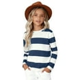 thumbnail image 4 of XIMIN Kids Girls Oversized Cute Color Block Striped Sweaters Long Sleeve Thin Shirts Toddler Mock Neck Sweatshirt Basic Soft Cotton Tees Teen Girl Going Out Tops, 4 of 7