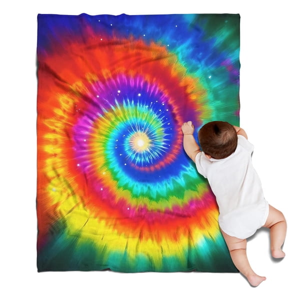 Colorful Rainbow Tie Dye Spiral Pattern Blanket,Comfortable Soft Flannel Throw Blanket,All Season,Warm Lightweight Blankets for Sofa Bed Couch Living Room Chair,30"x40"