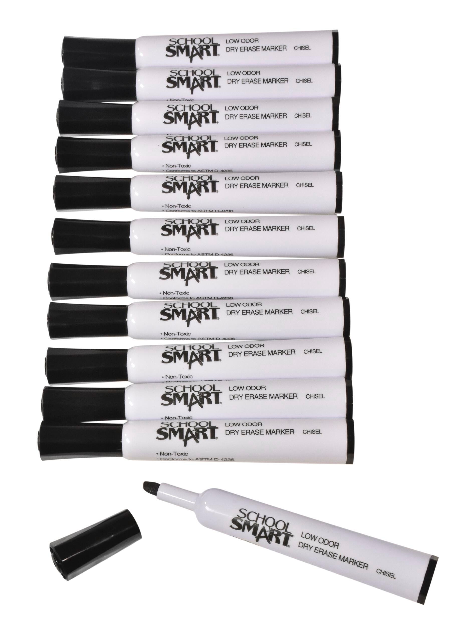 School Smart Dry Erase Markers, Chisel Tip, Low Odor, Black, Pack of 12 - image 5 of 5