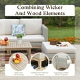 thumbnail image 3 of Sophia & William 5 Pieces Outdoor Patio Wicker Rattan Setional Conversation Sofa Set with Acacia Wood Coffee Table, Beige, 3 of 9