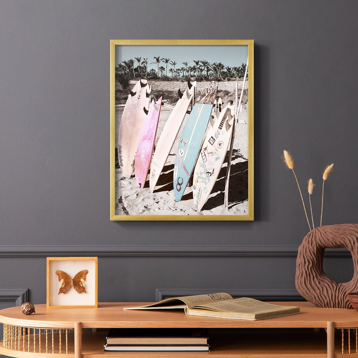 Wave Ready Framed Print in Gold Solid Wood 8 x 10 Framed Print