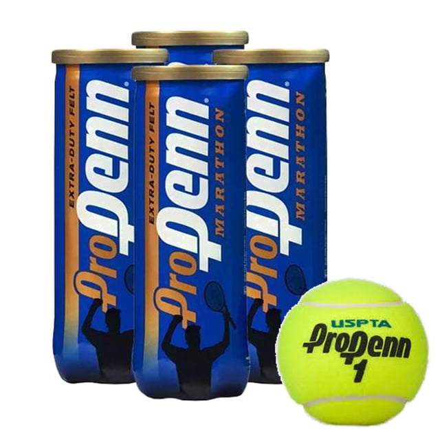 Pelotas de tenis Penn Pro Marathon extra resistentes, lata de 3 pelotas, 4 unidades