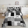 thumbnail image 2 of Erosebridal Geometry Lines Bedding Sets Full with Comforter,Patchwork Rectangle Duvet Insert,Stripe Bedroom Decor,Reversible,Ultra Soft,3pcs, 2 of 7