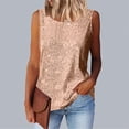thumbnail image 7 of Staron Women's Casual Sequin Tank Top Round Neck Sleeveless Solid Basic Comfy Relaxed Party Night Out Club Tops, Rose Gold XL, 7 of 7