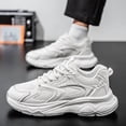 thumbnail image 2 of Men's White Chunky Dad Sneakers Breathable Mesh Platform Athletic Shoes Non-slip Comfortable Walking Shoes for Daily Wear, 2 of 5