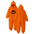 thumbnail image 2 of BOOMNY Halloween Flannel Pajamas Jumpsuit for Men And Women Hallowmas Pumpkin Face Graphic Long Sleeve Hooded Pjs Jumpsuit Cozy Warm Loungewear Homewear, 2 of 5
