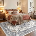 thumbnail image 4 of UERMEI 5x7 Washable Area Rugs for Living Room, Modern Vintage Printed Rug, Vacuum-Friendly, Non Slip Indoor Rug for Bedroom Dining Room Home Decor Carpet, Purple gray/Brown, 4 of 8