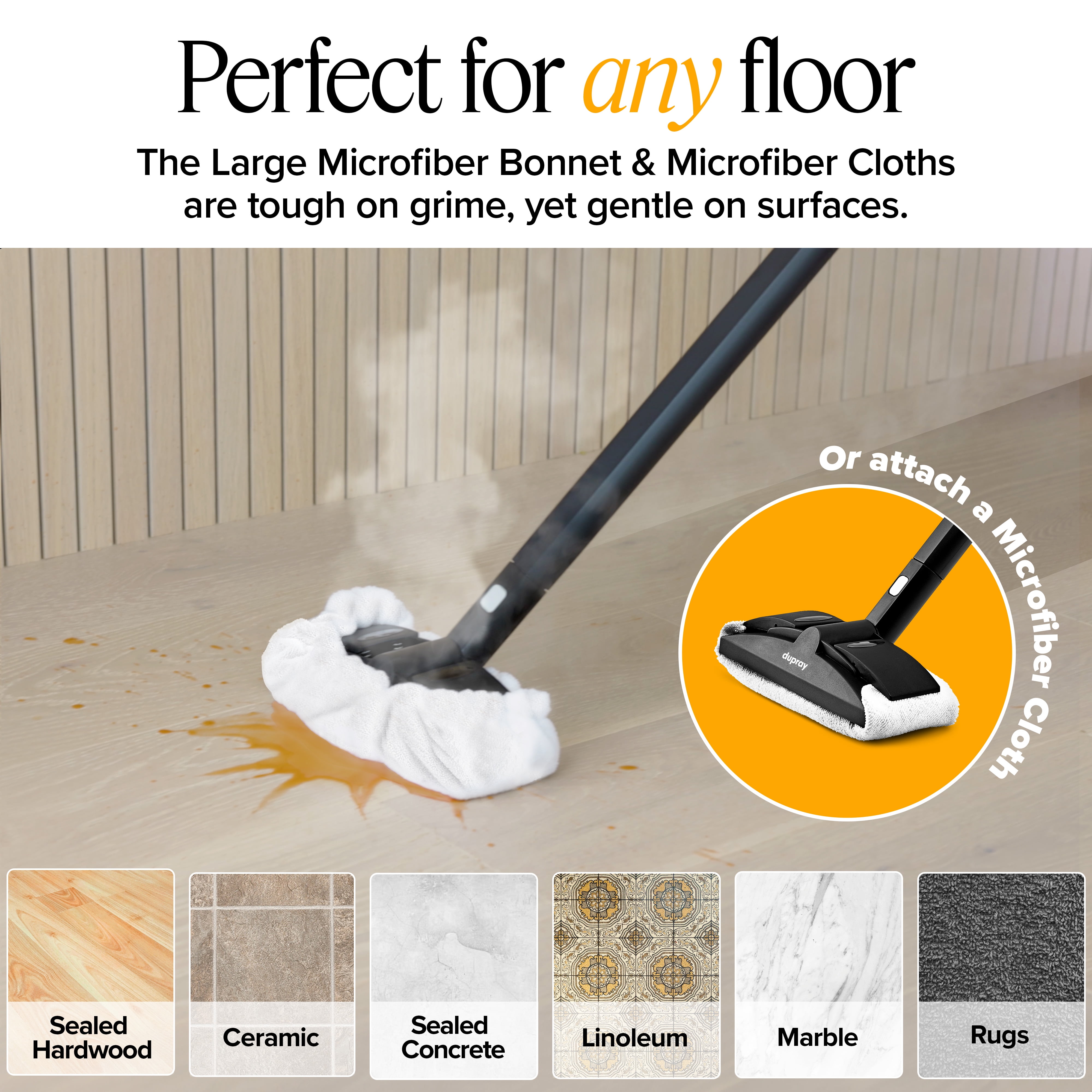Steam Cleaning Pack Pro™ by Dupray. This popular pack includes all the essentials for steam cleaning: small brushes, micro-fiber cloths, and more in a felt accessory bag.