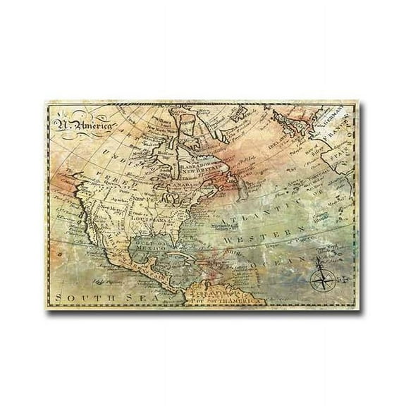 The New World by John Butler Premium Gallery-Wrapped Canvas Giclee Map Art - Ready to Hang, 24 x 36 x 1.5 in.