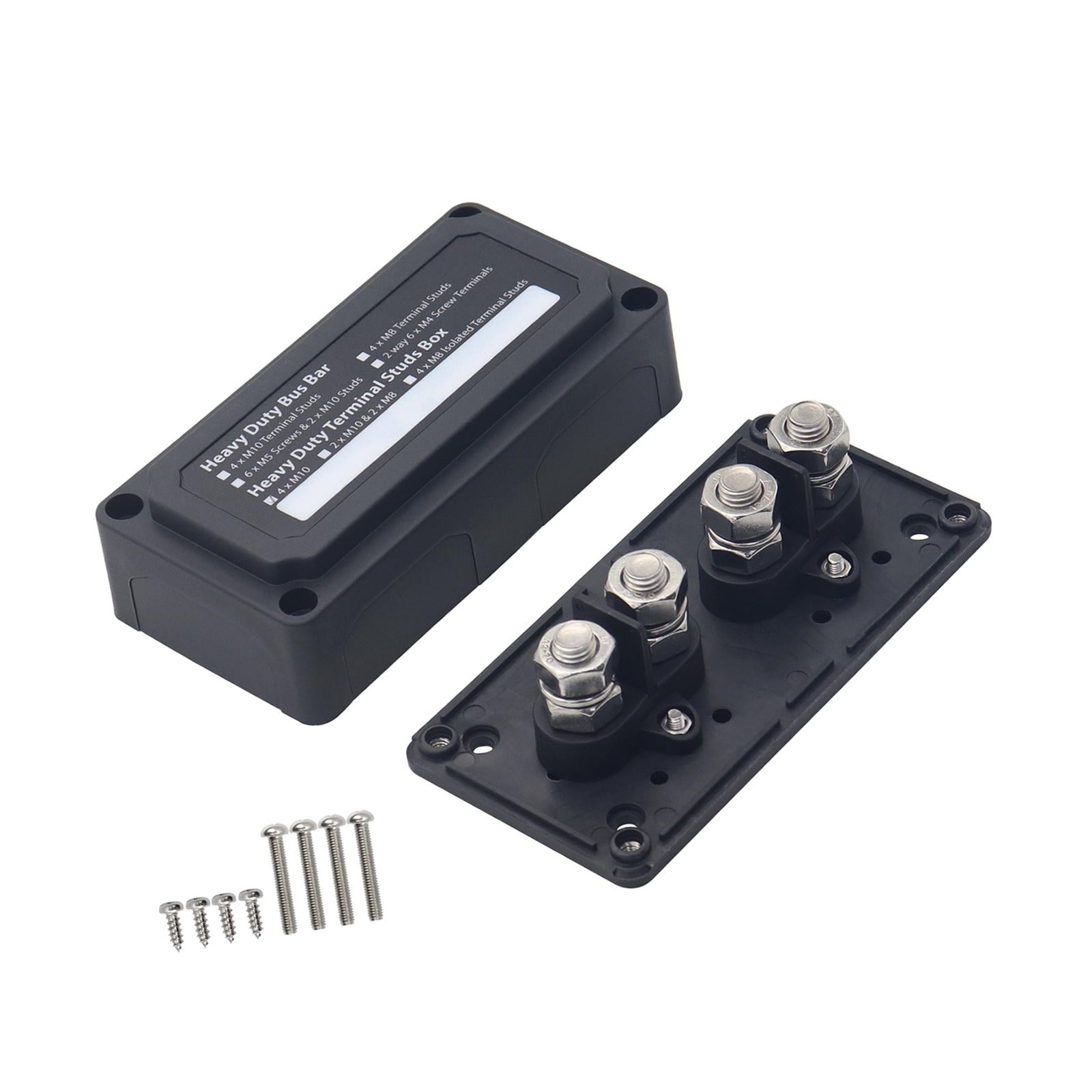 Power Distribution Terminal Block Busbar Box Bus Bar for Yacht RV Boats Black 4 x M10
