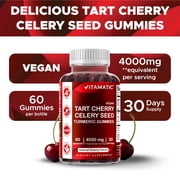 VVitamatic Tart Cherry (360 mg) with Celery Seed (30 mg) 10:1 Extract & Turmeric 20:1 Extract (10 mg) - (Per Serving/2 Gummies) - 60 Gummies