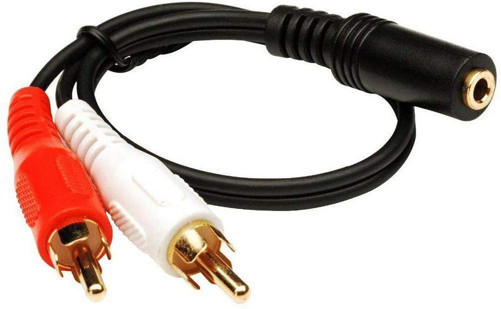 Gold 3.5mm 1/8 Stereo Female Mini Jack to 2 Male RCA Plug Adapter Audio Y Cable 