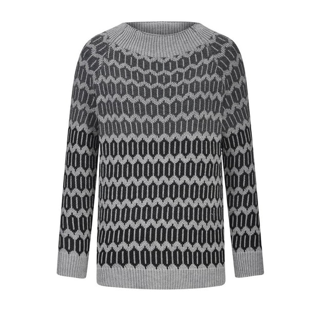 FAKKDUK Fall Sweaters Crew Neck Long Sleeve Cute Winter Pullover Sweaters for Women Trendy 2023 Womens Comfortable Knit Pullover Sweater Tops Jumper Tops, XXL&Black