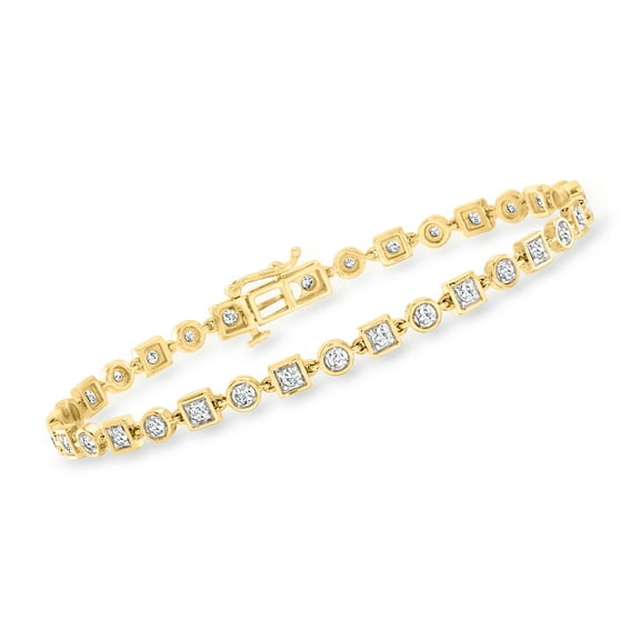 Ross-Simons 1.00 ct. t.w. Diamond Geometric Bracelet in 14kt Yellow Gold, Women's, Adult