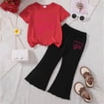 thumbnail image 2 of HCNTES Children Casual 2 Piece Outfit Short Sleeve Tee Elastic Pants Little Girl Dailywear School Spring Summer Kids 4T 5T 6T(H03-H,6-7 Years), 2 of 4