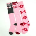 thumbnail image 2 of TeeHee Breast Cancer Awareness Cotton Knee High Socks for Women 3-Pack (Argyle Pink Ribbon), 2 of 5