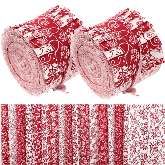 40Pcs Jelly Roll Fabric Strips for Quilting and Sewing, 2.6" x 20" Precut Fabric for Crafting, Valentine's Day Holiday Fabric