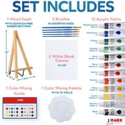 J MARK Painting Kit Includes Acrylic Paint Set, 8 x 10 in. Canvases, Brushes, Palette and More