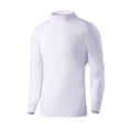 thumbnail image 2 of Men's Cotton thermal Turtle Mock Neck Shirts Long Sleeve Compression Fleece Lined Shirts Undershirt Base Layer Tops Big and Tall Size M-4XL White, 2 of 3