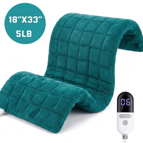 MaxKare Extra Large Weighted Heating Pad 33" x 18", 6 Heating Levels & 3 Time Settings for Back Neck Shoulder Stress & Cramps Relief, Green