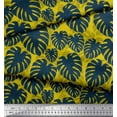 thumbnail image 2 of Soimoi Yellow polyester Crepe Fabric Monstera Leaves Print Fabric by the Yard 52 Inch Wide, 2 of 3
