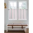 thumbnail image 6 of Pink Grey Stripe Half Window Curtain 36 Inches Long, Modern Farmhouse Vertical Striped Window Treatment Curtain Drapes, Small Tier Curtains for Bathroom Over Sink, 27.5"x36", 2 Panels, 6 of 7