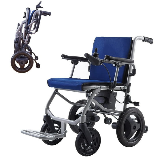 Alton Mobility -KANO- (only 35lbs) Foldable Electric Wheelchair, Travel Size, User-Friendly - Blue