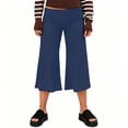 thumbnail image 5 of Utoimkio Women's Fold Over High Waist Capri Flare Pants Soft Stretch Cropped Wide Leg Trousers for Yoga Casual Daily Walking, 5 of 7