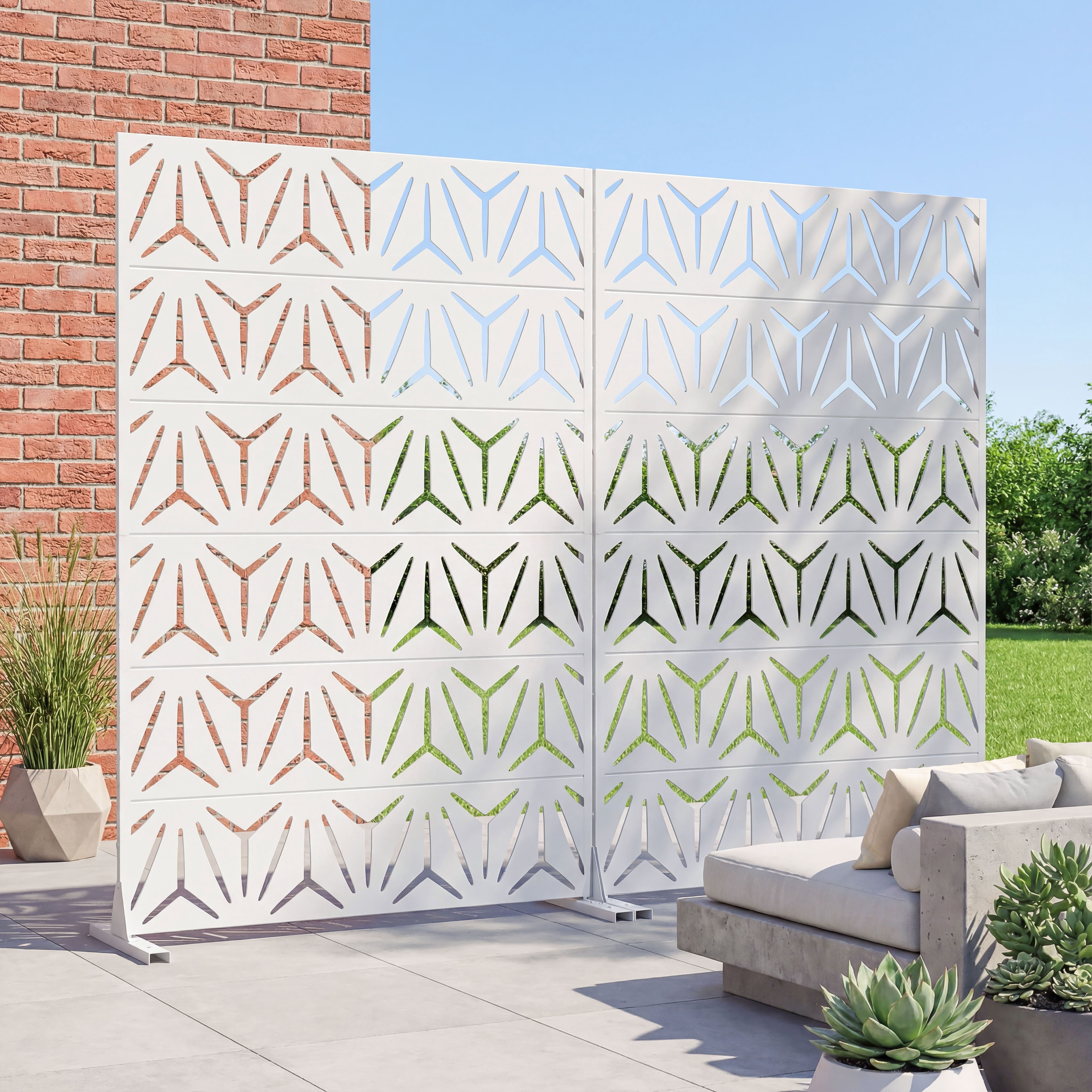 MAYEERTY 6 Panels Metal Outdoor Privacy Screen Garden Divider Patio Backyard Decorative Privacy Fence 2Pcs, 72×47.2×15.7in