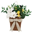 thumbnail image 1 of Cesta de flores artificiales de magnolia y tulipán con lazo. Arreglo floral artificial para decoración del hogar. Centro de mesa de flores de seda sin agua para mesa, sala de estar,, 1 of 6