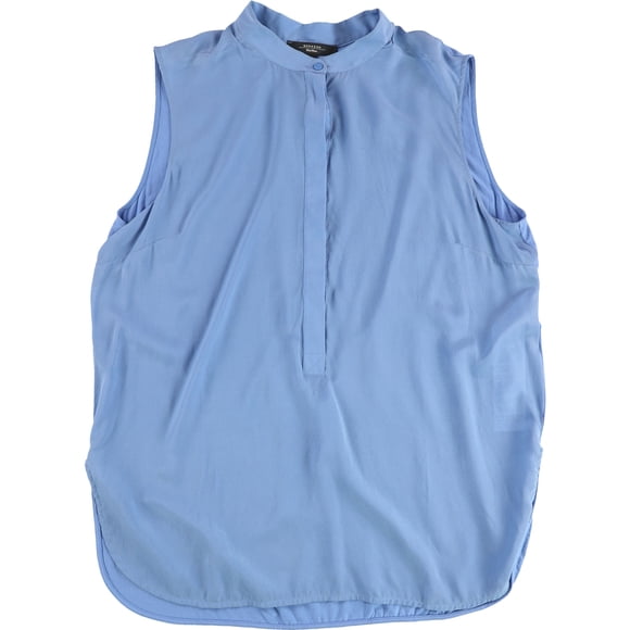 MaxMara Womens Solid Mixed Media Sleeveless Blouse Top blue XL