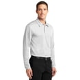 thumbnail image 4 of Port Authority Silk Touch Performance Long Sleeve Polo-2XL (White), 4 of 6