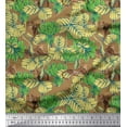 thumbnail image 1 of Soimoi Cotton Cambric Fabric Leaves & Leopard Animal Print Sewing Fabric Yard 56 Inch Wide, 1 of 1