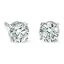 Paris Jewelry 14K White Gold Created Diamond Stud Earrings 1/2 Carat – for Women and Men plated