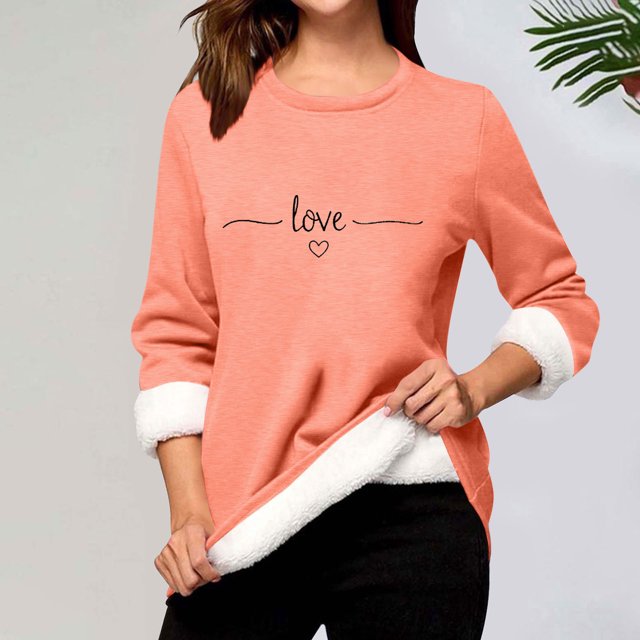 Heisall Chemises de Base pour Femmes Automne Hiver Imprimé Floral Col Rond Manches Longues Épaissies Polaire Teddy Shearling Chaud Ajusté Hauts Thermiques pour Usage Quotidien par Temps Froid