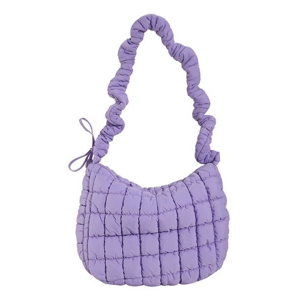 Bolso Mujer Bandolera Un Hombro Algodón Plisado A Cuadros Con Hilo Bordar Acolchado Moderno Y Versátil 6083 (púrpura) Púrpura
