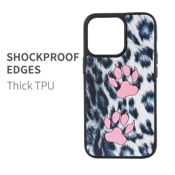 For Apple iPhone 13 (6.1") Stylish Fashion Marble Design Hybrid Electroplated TPU Thick Hard PC Shockproof Slim Cover ,Xpm Phone Case [ PAW Animal Print ]