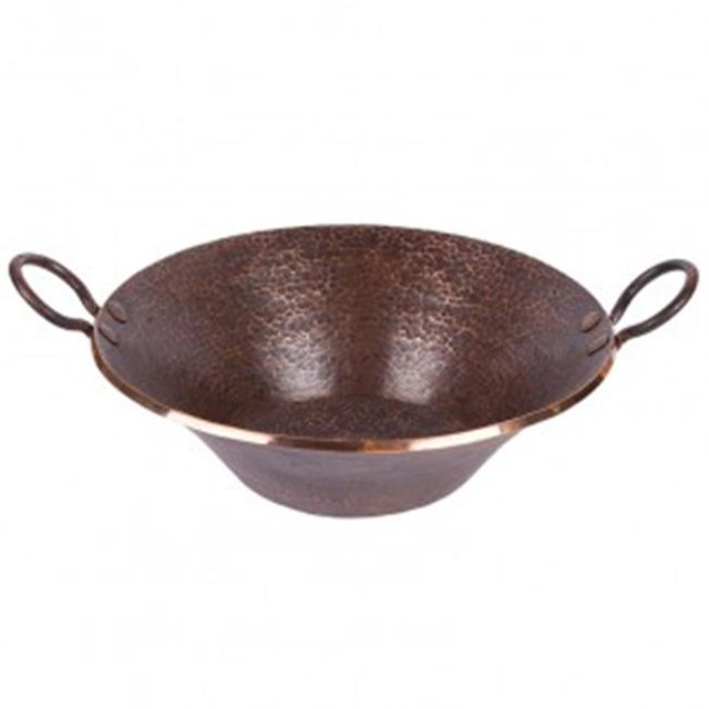 Premier Copper Products PVMPDB à Main Ronde Forgée Vieux Monde Mineurs Pan Évier de Navire en Cuivre