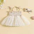 thumbnail image 3 of Combinaison d'Été pour Nouveau-Née Fille, Robe Sans Manches en Tulle à Imprimé Marguerites + Bandeau, 3 of 9