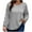 Gray, variant on Ahdbta Womens Plus Size Tops Trendy Lace Patchwork Long Sleeve Tunic Shirts Solid Color Round Neck Casual Loose Fit Blouses