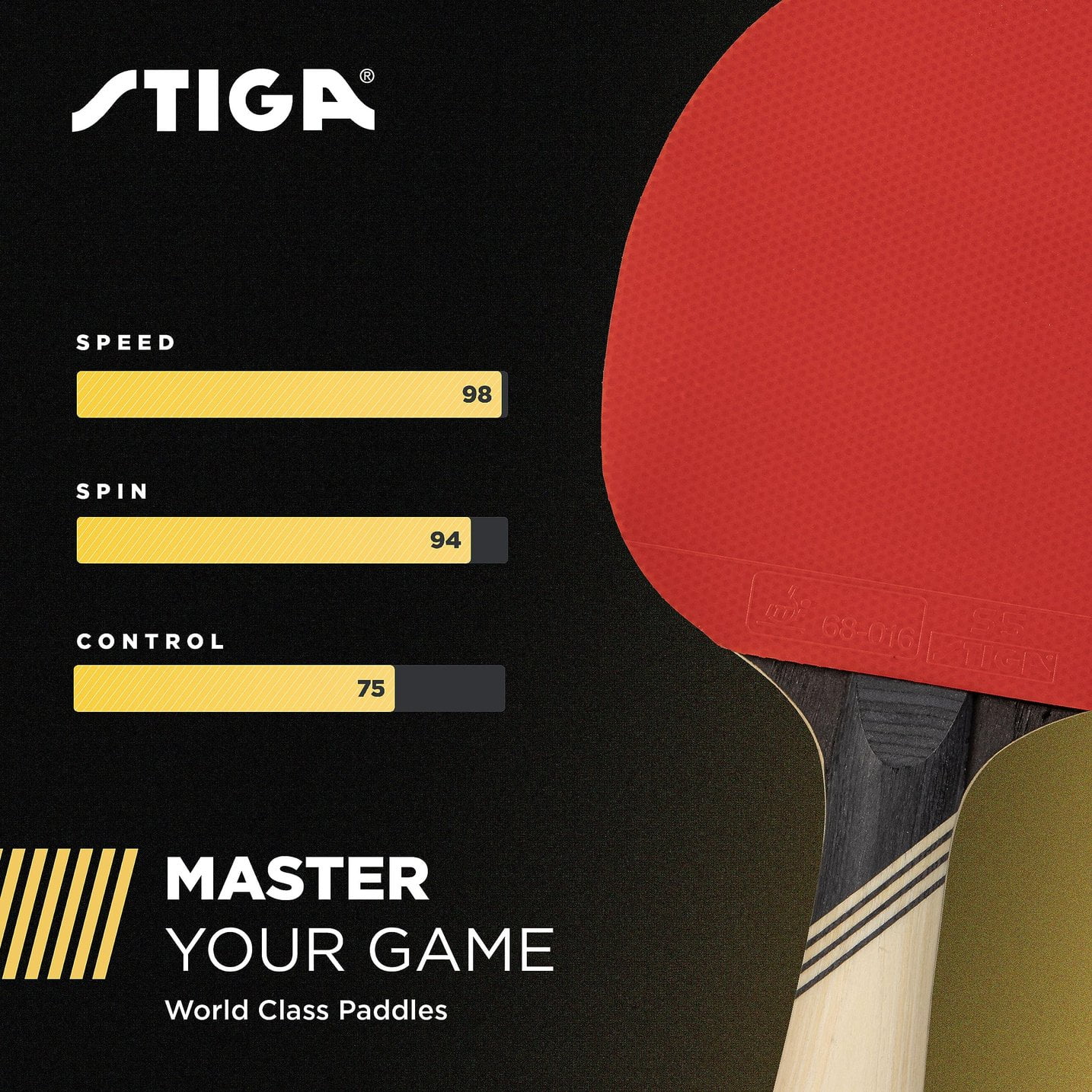 STIGA Carbon+ Ping Pong Paddle  7-ply Extra Light Carbon Fiber Blade  2mm Premium Sponge  Concave Pro Handle for Exceptional Grip  Performance Table Tennis Racket for Tournament-Level Play Red