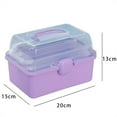 thumbnail image 2 of HYG Purple 3 Layer Compartments Organizer 7.8'' X 5.9'' X 5.1'' Clear Storage Bin Desk Storage Container Versatile Storage Case for Cosmetics Sundries Stationery Small Items 1 Pack, 2 of 6