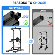 Evitormill Pull Up Bar Power Tower Dip Bar Station 660LBS Dip Stand Multi-Function Home Strength Training Fitness Workout Station for Home Gym