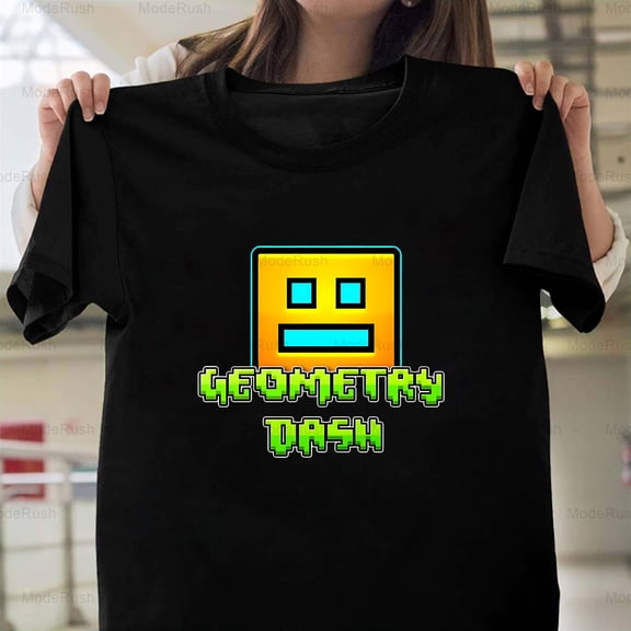 Cute Geometry Dash Funny Colorful Gamer Art Style Video Game Graphic Art Unisex T-Shirt Y0455, Up to Size 5XL