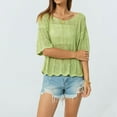 thumbnail image 2 of Patlollav Womens Tshirts Under $10, Tunic Tops for Women Summer Scoop Neck Short Sleeve Sweater Casual Crochet Hollow Out Knit Blouse, 2 of 6