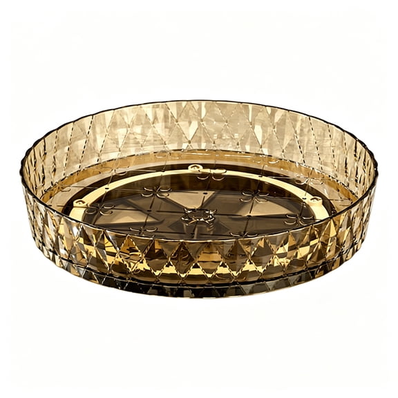 HIBIBUD Glass Rotating Vanity Tray,8” Round Decorative Mirror Trays Crystal Glass Serving Tray,Makeup Jewelry and Perfume Organizer for Bedroom Bathroom