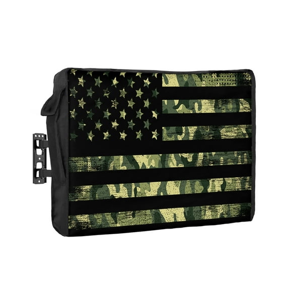 Outdoor Tv Cover 50 To 55 Inch, American Flag Green Camouflage Black Stripes Waterproof And Weatherproof Tv Covers Tv Display Protectors For Outside Flat Screen Tv 75x45x4.5In