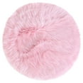 thumbnail image 1 of Piel Oveja Falsa Zona Alfombra, Interior Suave Pelusa Alfombras para Dormitorio Piso, Sofá Rosa claro 60 x 60cm redondo Unique Bargains Alfombra, 1 of 8